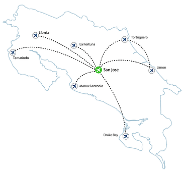 San Jos&egrave; Flights Map 1 - San Jose Flights