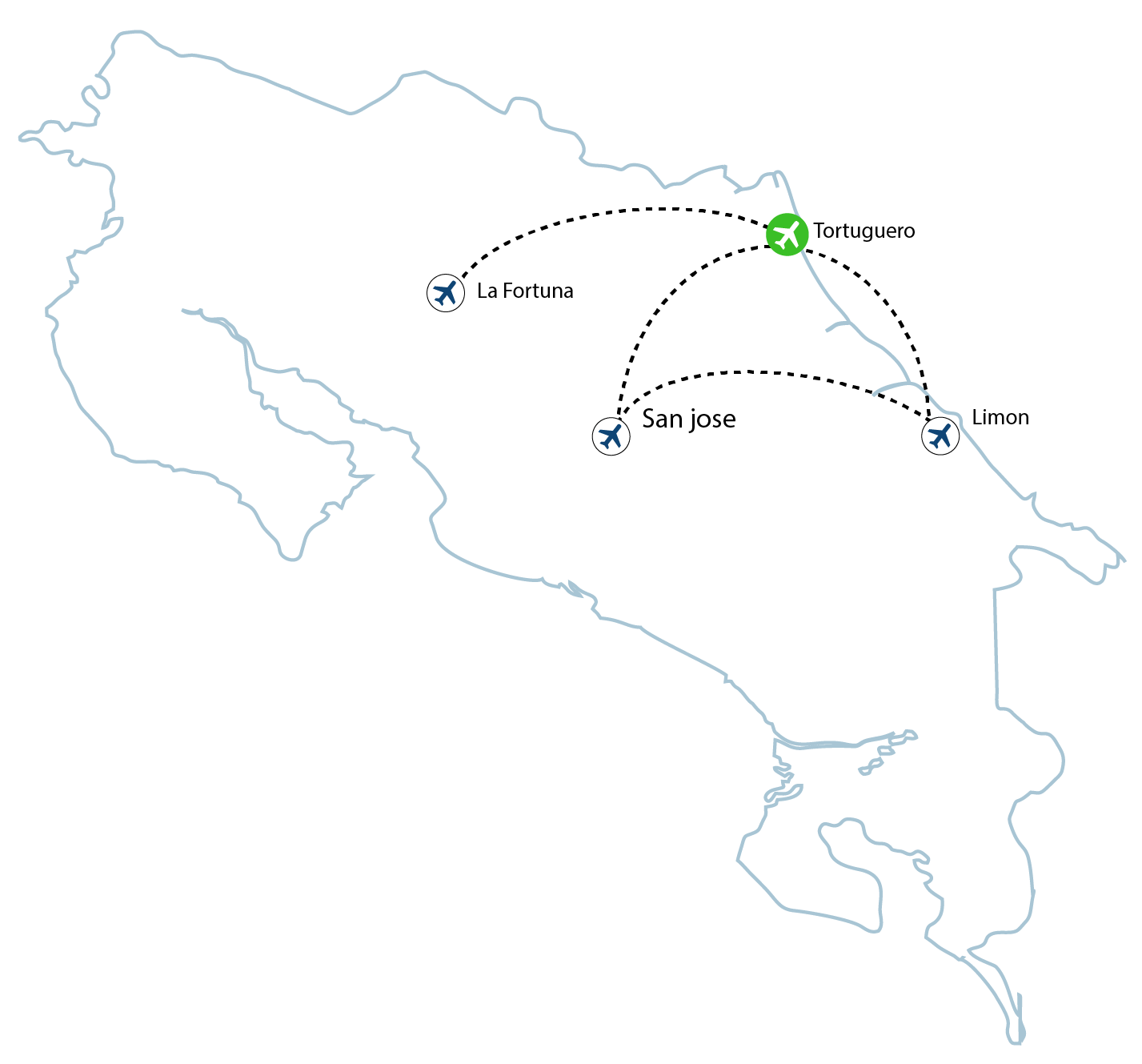 map tortuguero 01 - Tortuguero Flights
